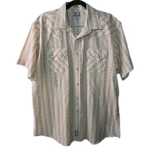Panhandle Slim‎ Retro Western Wear Short Sleeve Size XL Pearl Snapbuttons Shirt